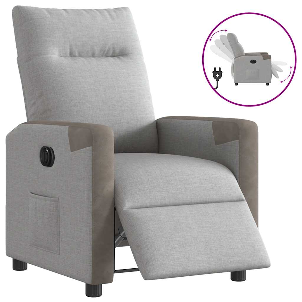 Vidaxl fauteuil elektrisch verstelbaar stof wolk grijs