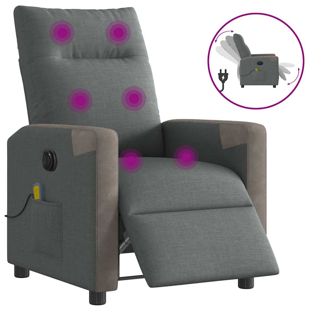 Vidaxl massagestoel elektrisch verstelbaar stof donkergrijs
