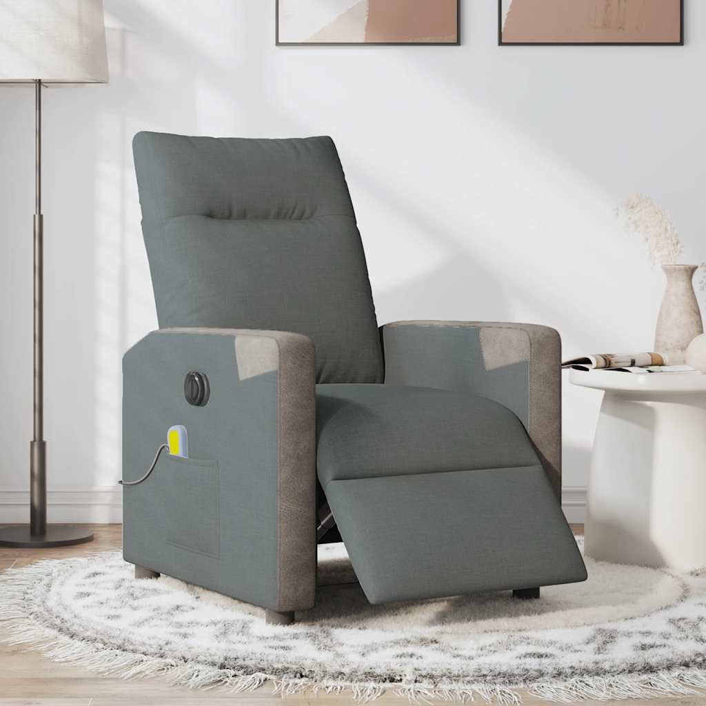 Vidaxl massagestoel elektrisch verstelbaar stof donkergrijs
