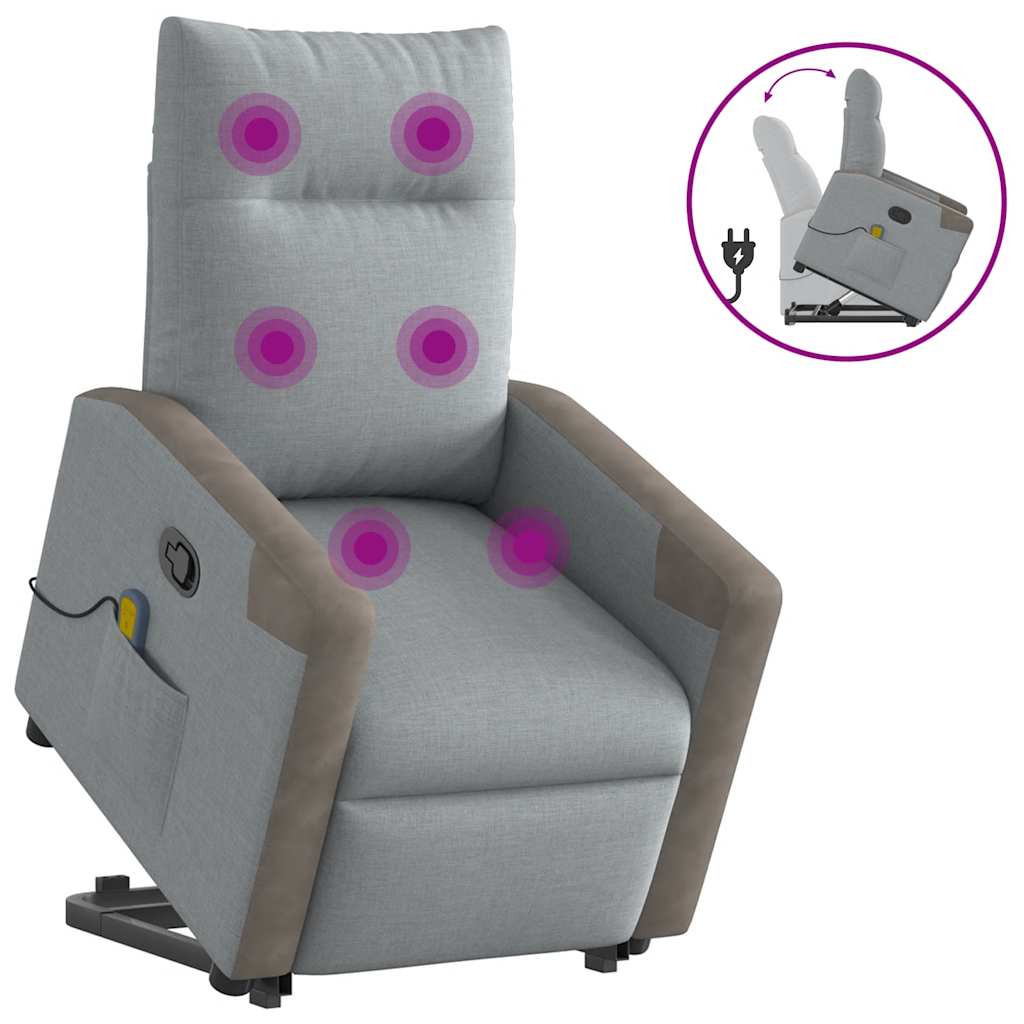 Vidaxl sta-op-massagestoel verstelbaar stof lichtgrijs