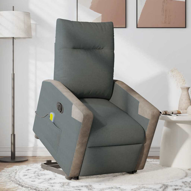 Vidaxl sta-op-massagestoel elektrisch verstelbaar stof donkergrijs