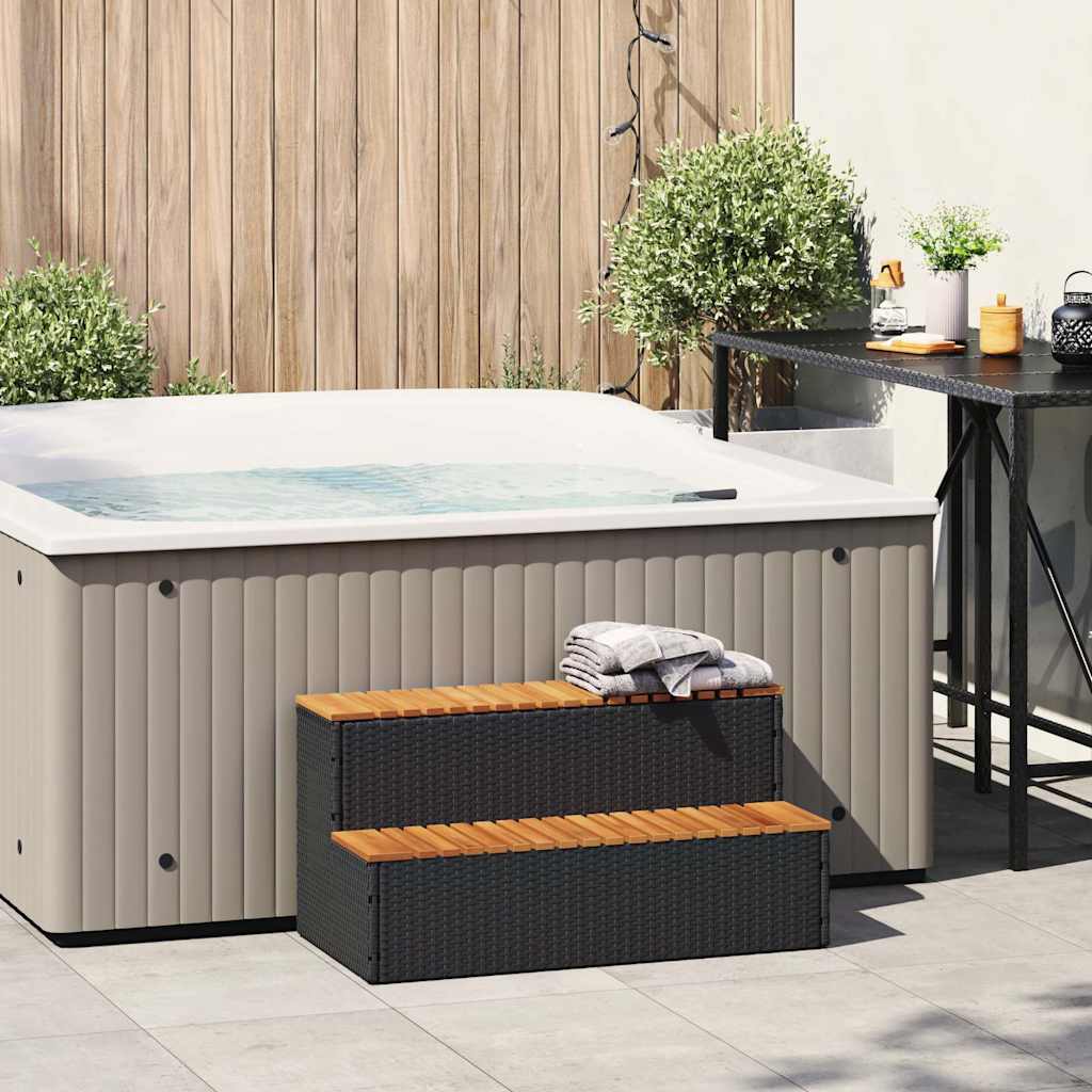 Vidaxx Whirlpool-Stufe 100 x 50 x 50,5 cm, Polyrattan, massives Akazienholz