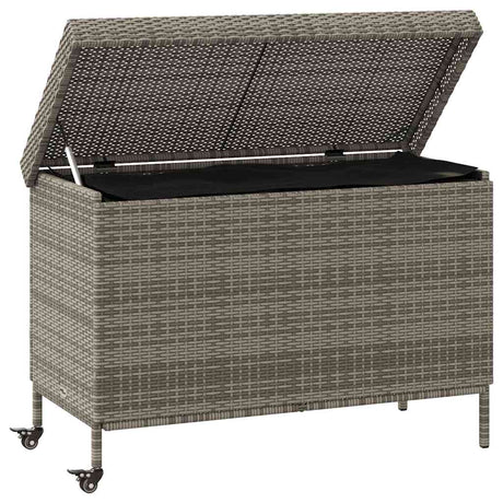 Vidaxl tuinbox met wielen 110x55x73 cm poly rattan grijs
