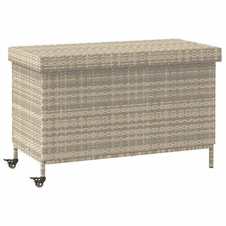 Vidaxl tuinbox met wielen 110x55x73 cm poly rattan lichtgrijs