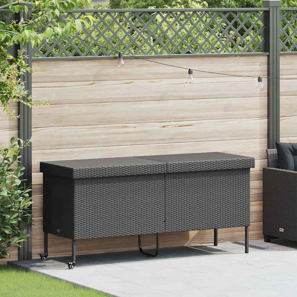 Vidaxl tuinbox met wielen 160x55x75 cm poly rattan zwart