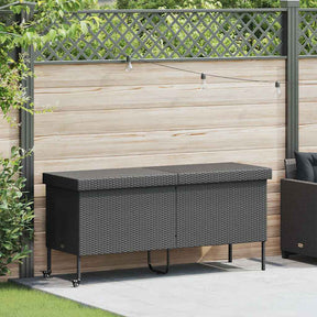 Vidaxl tuinbox met wielen 160x55x75 cm poly rattan zwart