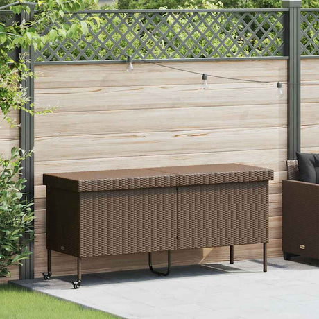 Vidaxl tuinbox met wielen 160x55x75 cm poly rattan bruin