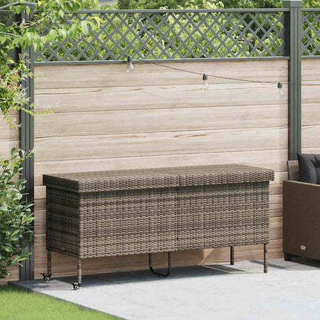 Vidaxl tuinbox met wielen 160x55x75 cm poly rattan grijs
