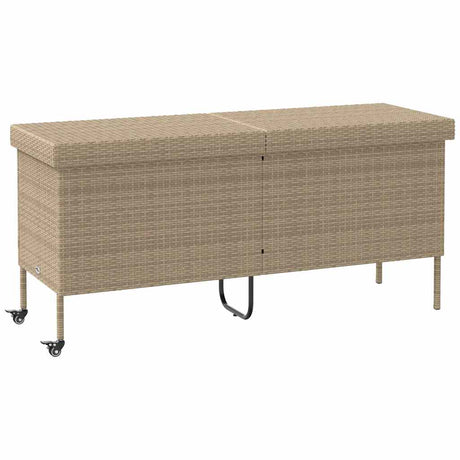 Vidaxl tuinbox met wielen 160x55x75 cm poly rattan beige