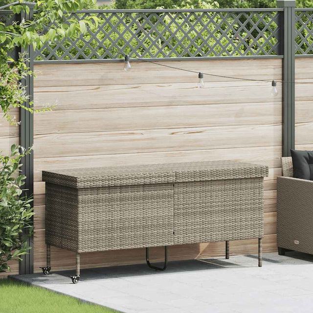 Vidaxl tuinbox met wielen 160x55x75 cm poly rattan lichtgrijs