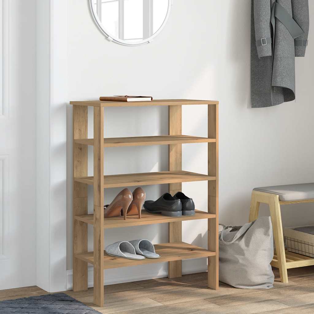 VidaXL Schuhregal 61 x 32 x 87,5 cm, handgefertigtes Holz, handwerkliche Eichenfarbe