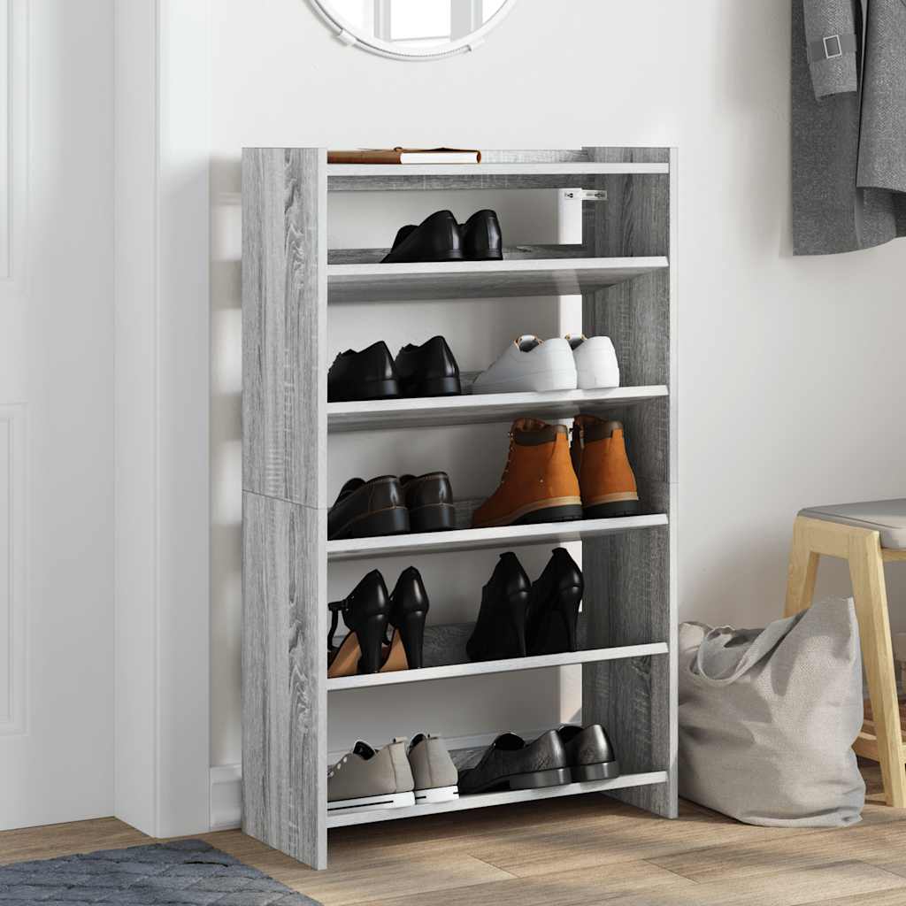 Vidaxx Schuhregal 60x25x100 cm, Holzwerkstoff, Sonoma-Eiche, grau