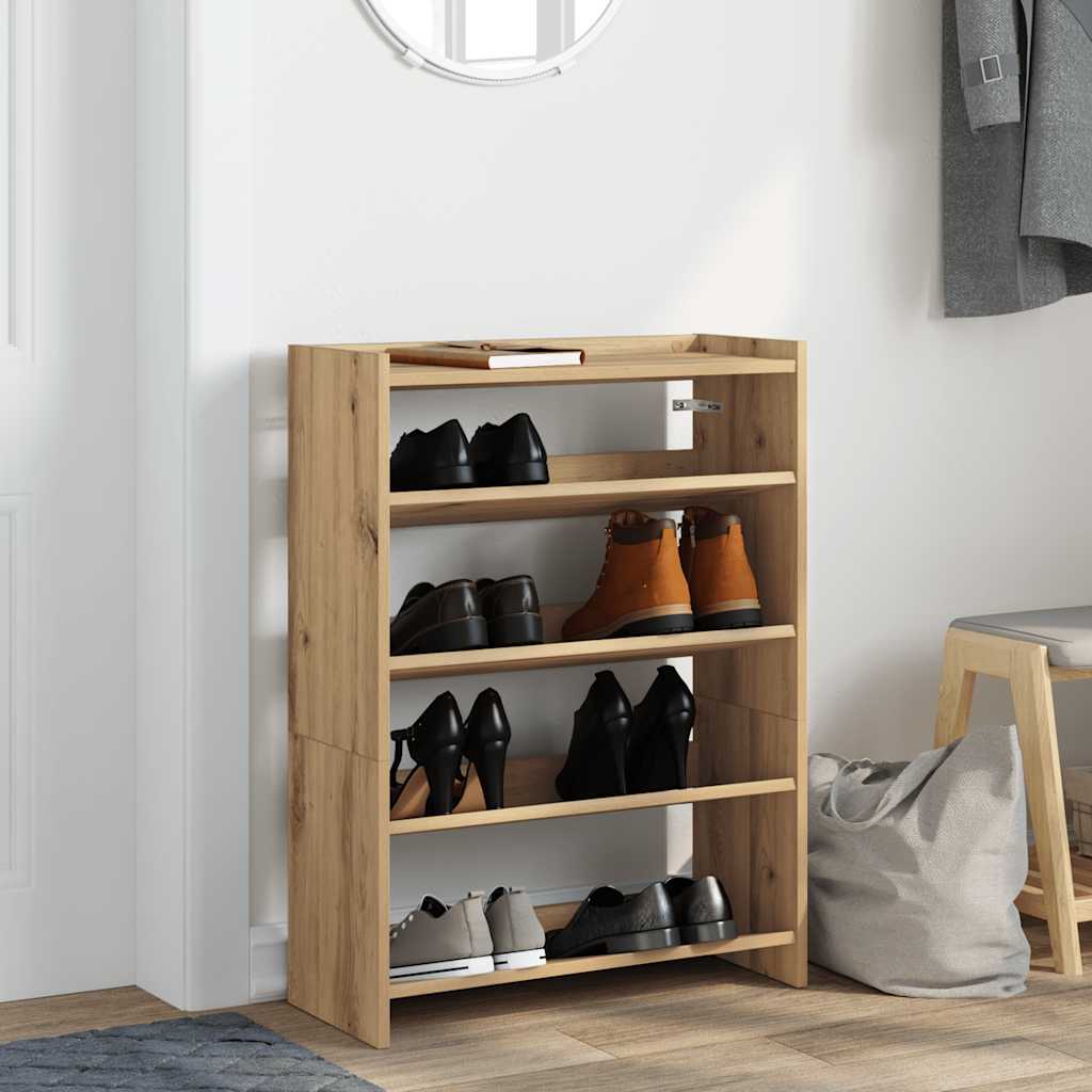 VidaXL Schuhregal 60x25x81 cm aus handgefertigtem Holz, handwerkliche Eichenfarbe