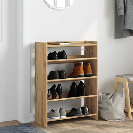VidaXL Schuhregal 60x25x81 cm aus handgefertigtem Holz, handwerkliche Eichenfarbe
