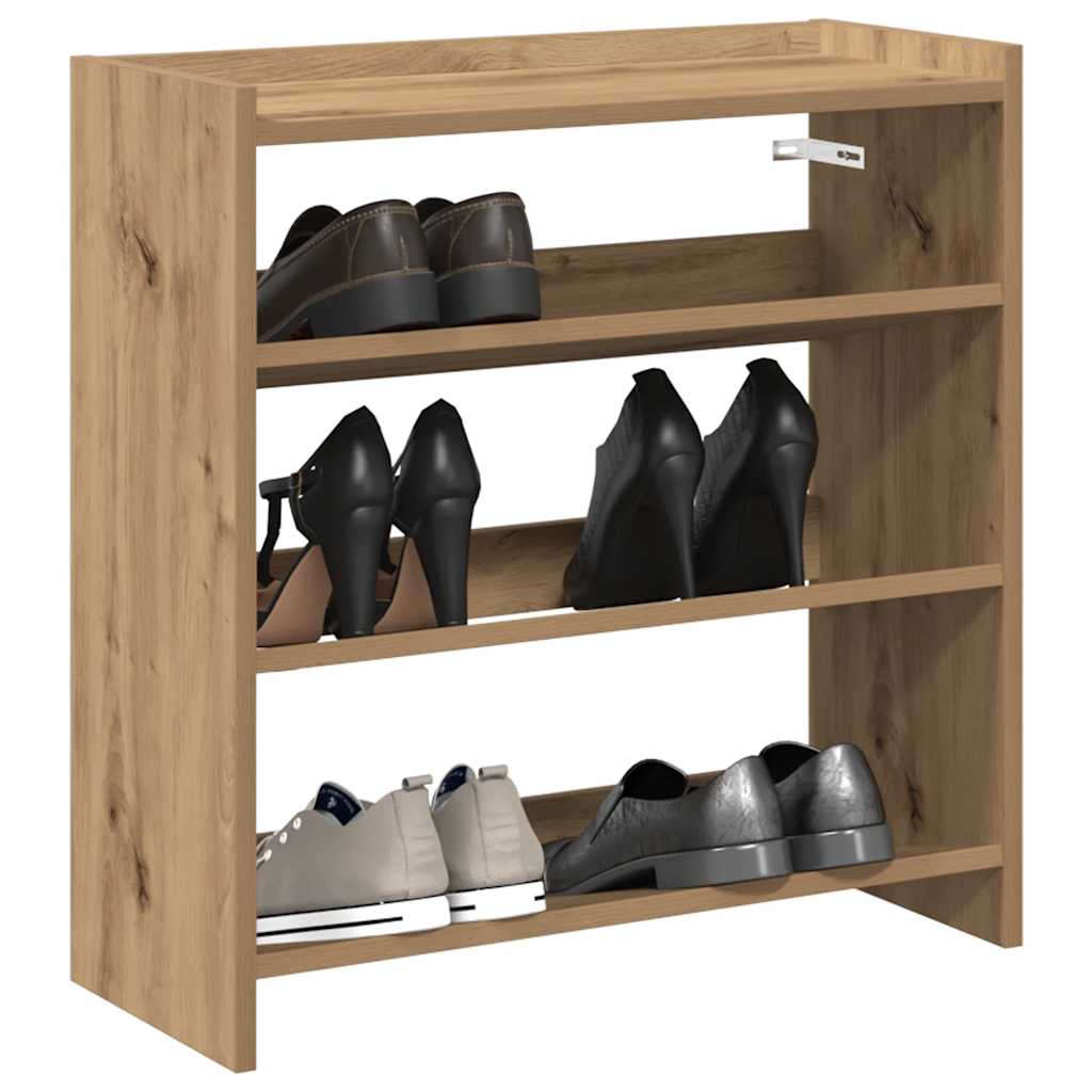 VidaXL Schuhregal 60x25x62 cm aus handgefertigtem Holz, handwerkliche Eichenfarbe