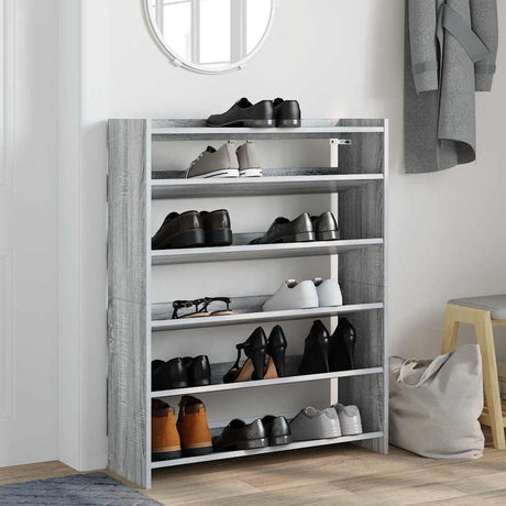 Vidaxx Schuhregal 80x25x100 cm, Holzwerkstoff, Sonoma-Eiche, grau