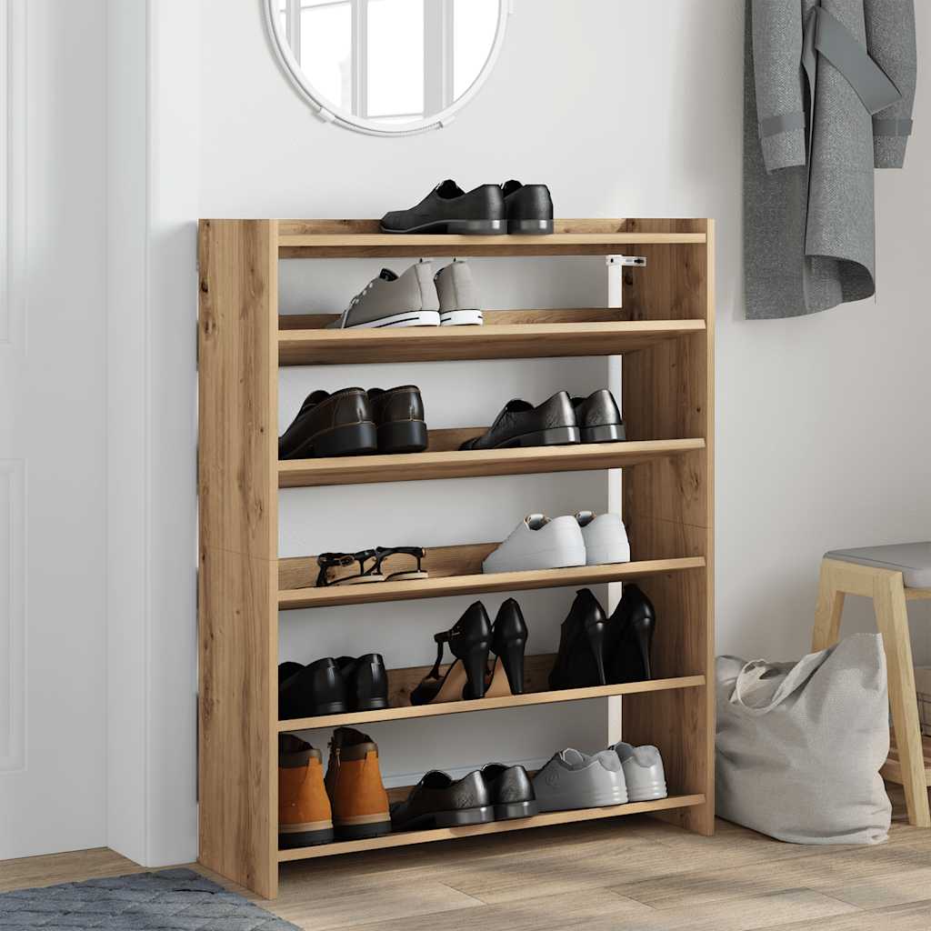VidaXL Schuhregal 80x25x100 cm aus handgefertigtem Holz, Farbe handwerkliche Eiche