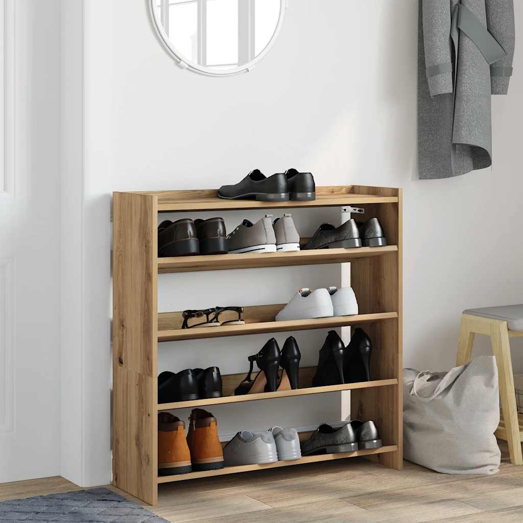 VidaXL Schuhregal 80x25x81 cm aus handgefertigtem Holz, handwerkliche Eichenfarbe