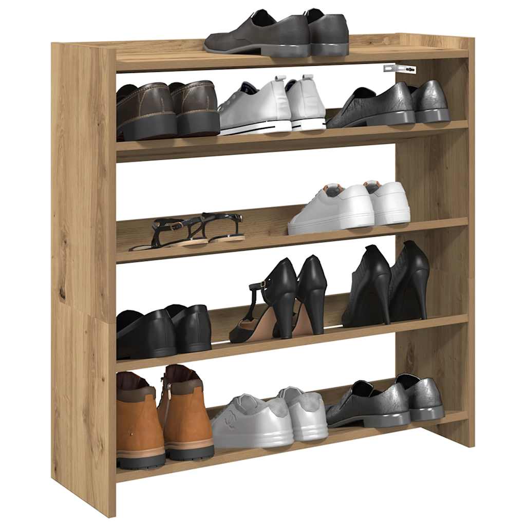 VidaXL Schuhregal 80x25x81 cm aus handgefertigtem Holz, handwerkliche Eichenfarbe