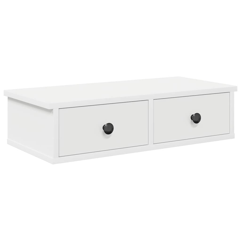 Vidaxl wandschap met lades 60x28x15 cm bewerkt hout wit