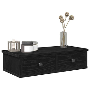 Vidaxl wandschap met lades 60x28x15 cm bewerkt hout zwart