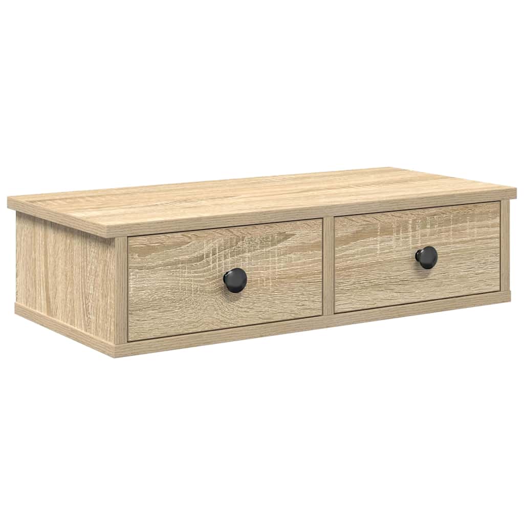 Vidaxl wandschap met lades 60x28x15 cm bewerkt hout sonoma eikenkleur