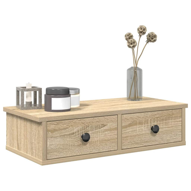 Vidaxl wandschap met lades 60x28x15 cm bewerkt hout sonoma eikenkleur