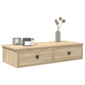 Vidaxl wandschap met lades 80x34x17 cm bewerkt hout sonoma eikenkleur