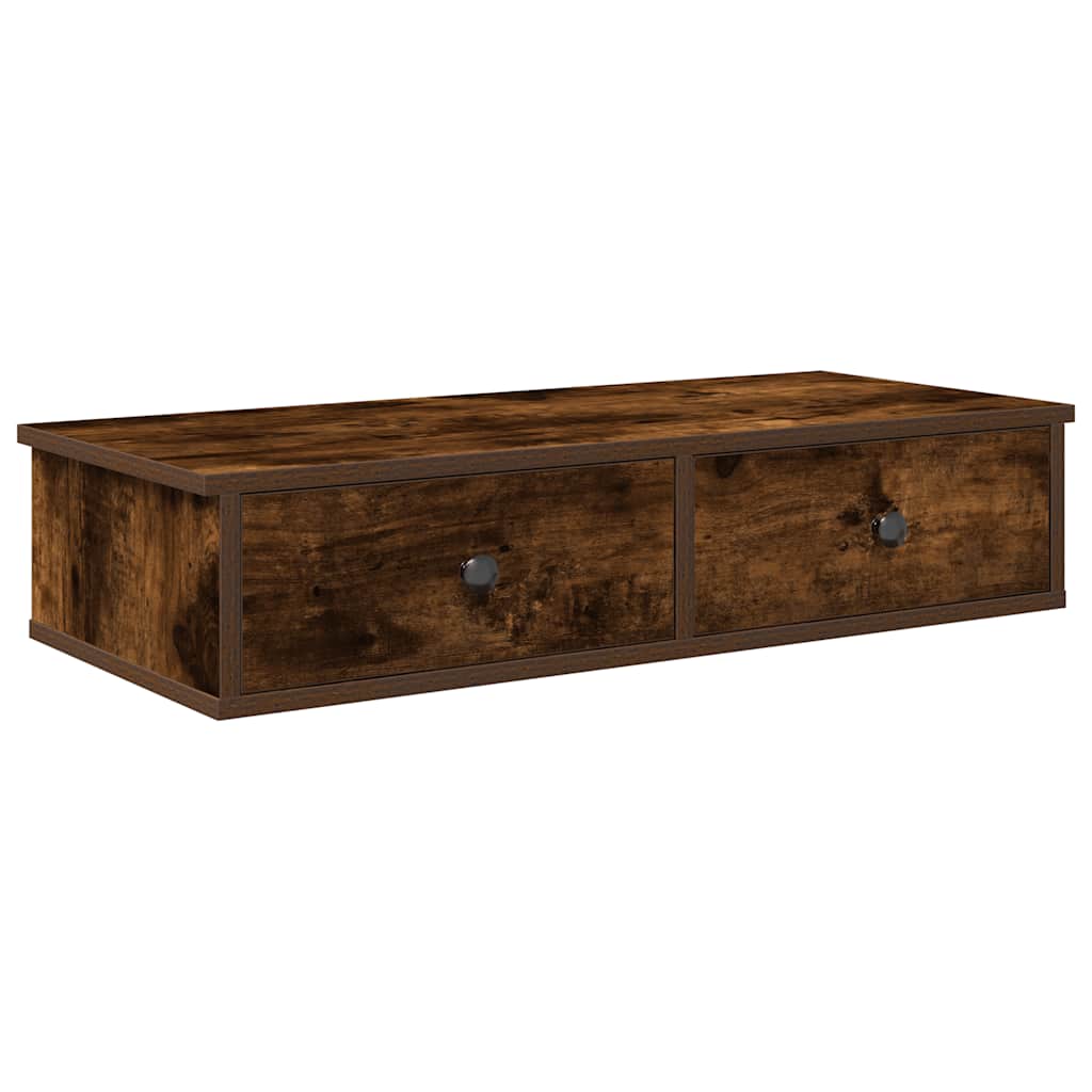 Vidaxl wandschap met lades 80x31x17 cm bewerkt hout gerookt eikenkleur