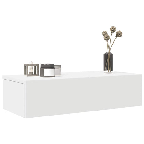 Vidaxl wandschap met lades 60x26,5x15 cm bewerkt hout wit
