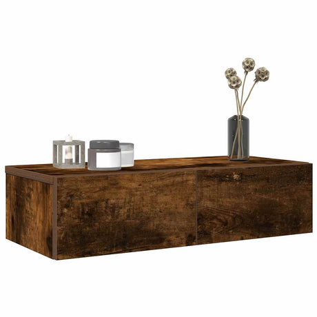 Vidaxl wandschap met lades 60x26,5x15 cm bewerkt hout gerookt eiken
