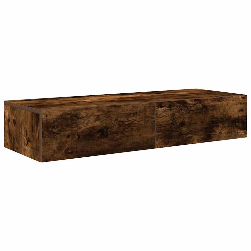 Vidaxl wandschap met lades 100x36x19cm bewerkt hout gerookt eikenkleur