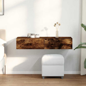 Vidaxl wandschap met lades 100x36x19cm bewerkt hout gerookt eikenkleur