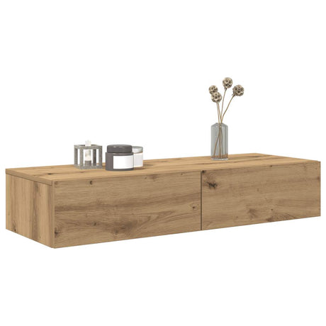 Vidaxl wandschap met lades 100x36x19 cm bewerkt hout artisanaal eiken