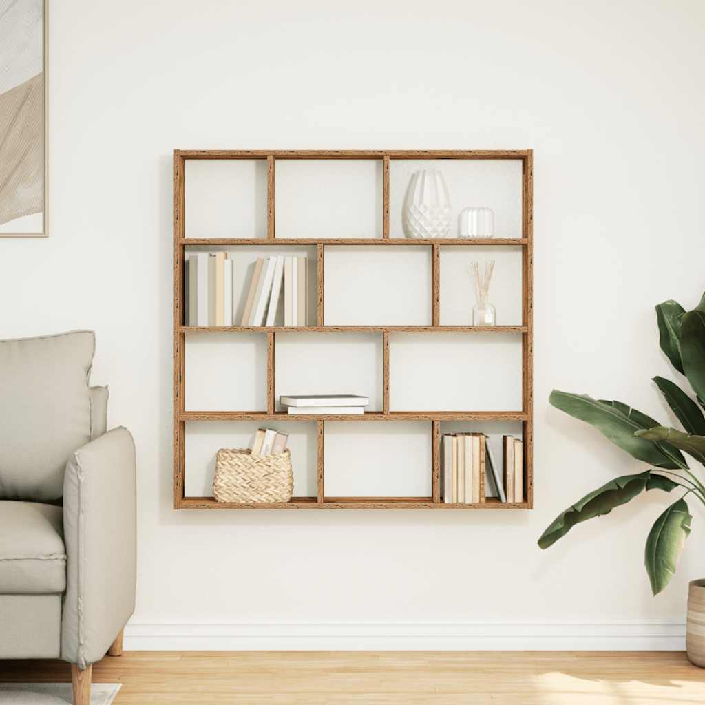 Vidaxl wandschap kubus 12 vakken bewerkt hout oud houtkleurig