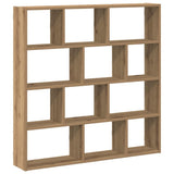 Vidaxl wandschap kubus 12 vakken bewerkt hout artisanaal eikenkleurig