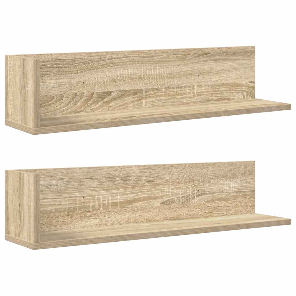Vidaxl wandschappen 2 st 75x16,5x16,5cm bewerkt hout sonoma eikenkleur