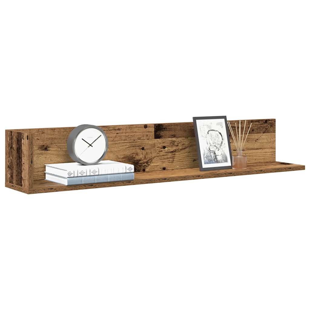 Vidaxl wandschappen 2 st 100x16,5x16,5 cm bewerkt hout oud houtkleurig