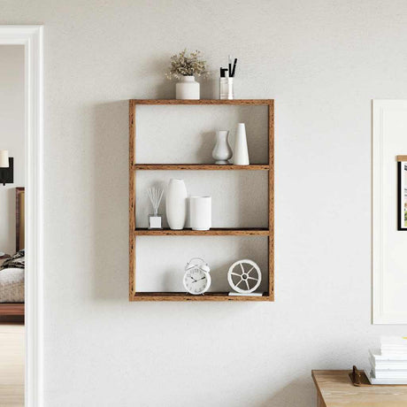 Vidaxl wandschap 43x9x60 cm bewerkt hout oud houtkleurig