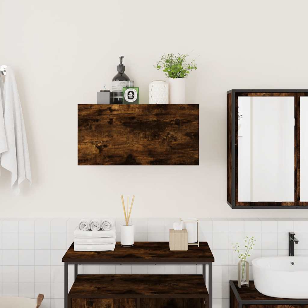 Vidaxl badkamerwandkast 60x25x30 cm bewerkt hout gerookt eikenkleurig