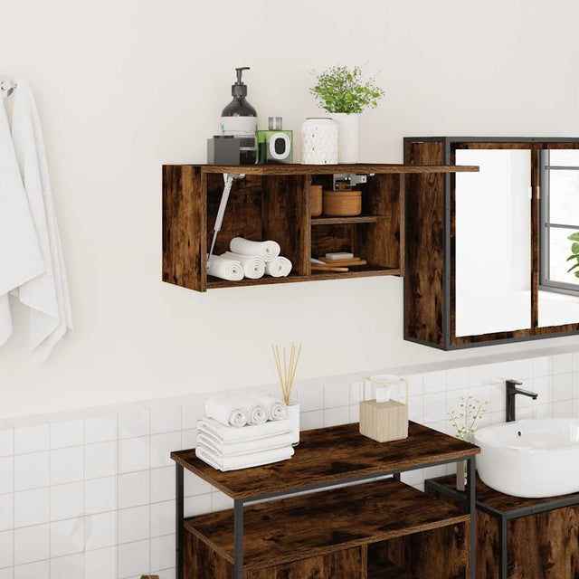 Vidaxl badkamerwandkast 60x25x30 cm bewerkt hout gerookt eikenkleurig