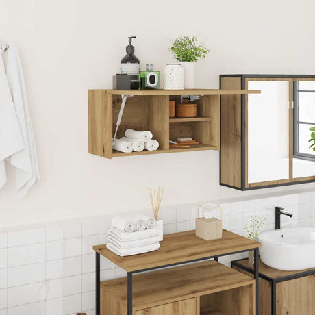 Vidaxl badkamerwandkast 60x25x30 cm bewerkt hout artisanaal eikenkleur