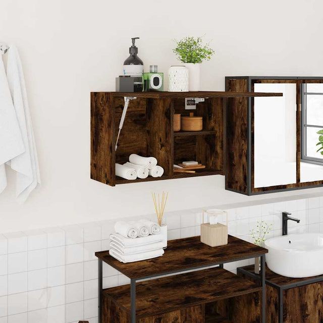 Vidaxl badkamerwandkast 60x25x40 cm bewerkt hout gerookt eikenkleurig