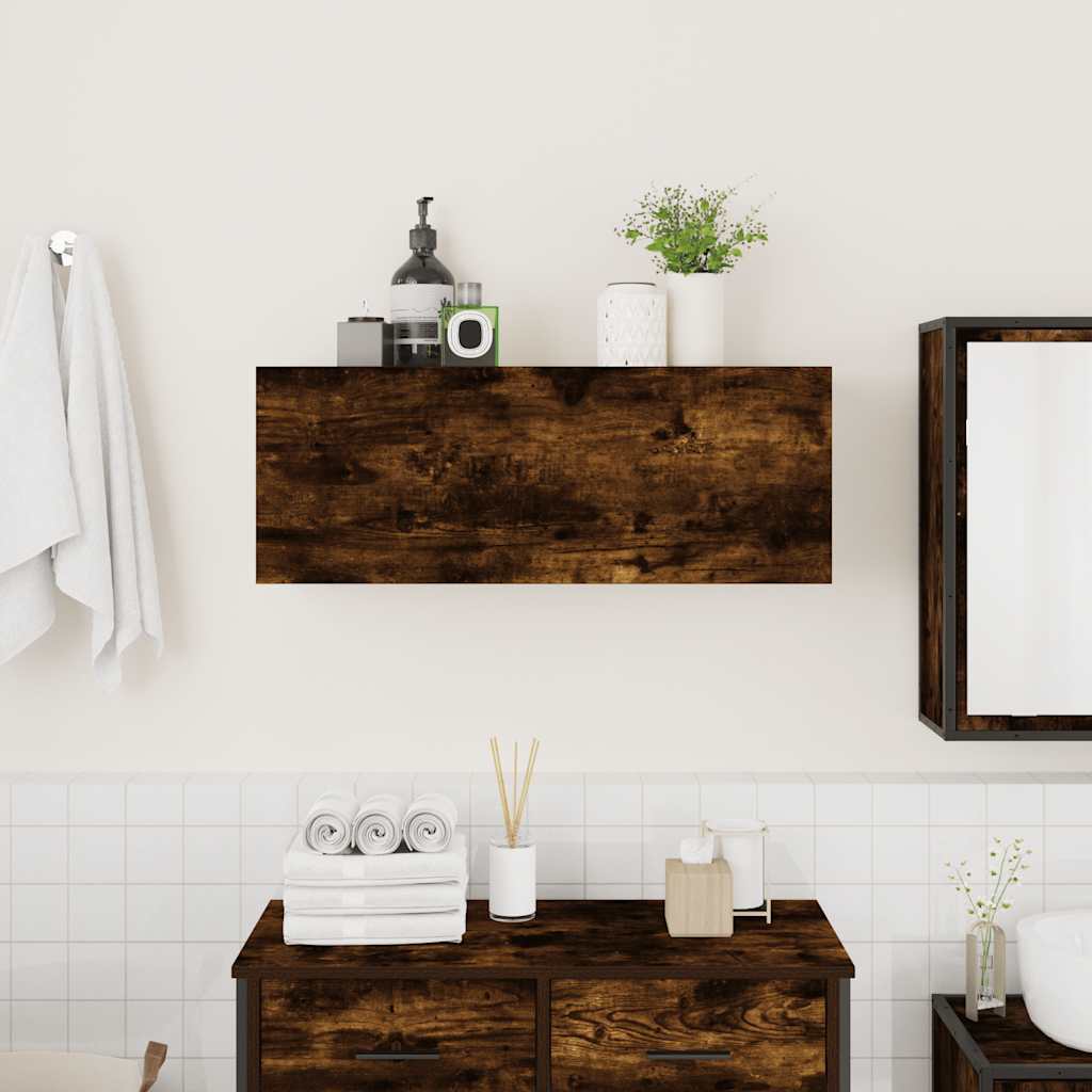 Vidaxl badkamerwandkast 80x25x30 cm bewerkt hout gerookt eikenkleurig