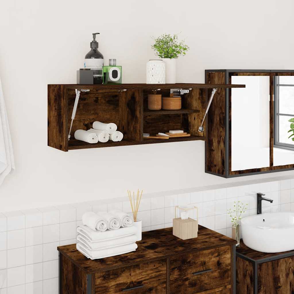 Vidaxl badkamerwandkast 80x25x30 cm bewerkt hout gerookt eikenkleurig