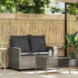 Vidaxl tuinbank 2-zits met kussens tafel poly rattan grijs