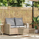 Vidaxl tuinbank 2-zits met kussens tafel poly rattan beige