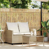Vidaxl tuinbank 2-zits met kussens tafel poly rattan beige