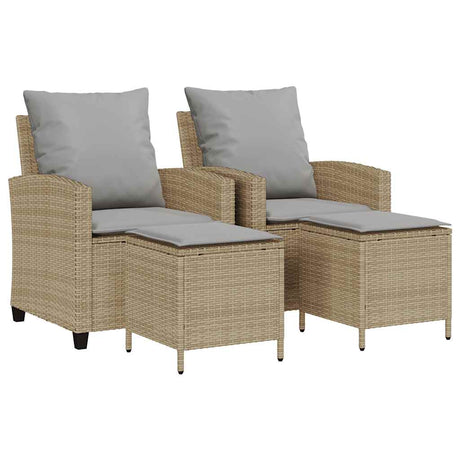 Vidaxl 4-delige tuinbankset met kussens beige polyrotan