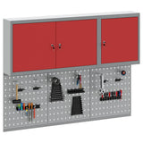 Vidaxl gereedschapskast set met plank 5 st rood gepoedercoat staal